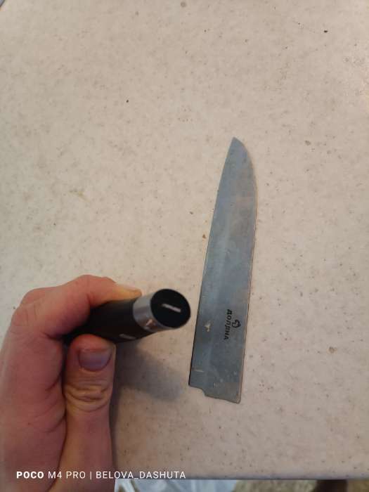 Фотография покупателя товара Нож кухонный Доляна «Кронос», лезвие 13,5 см - Фото 2