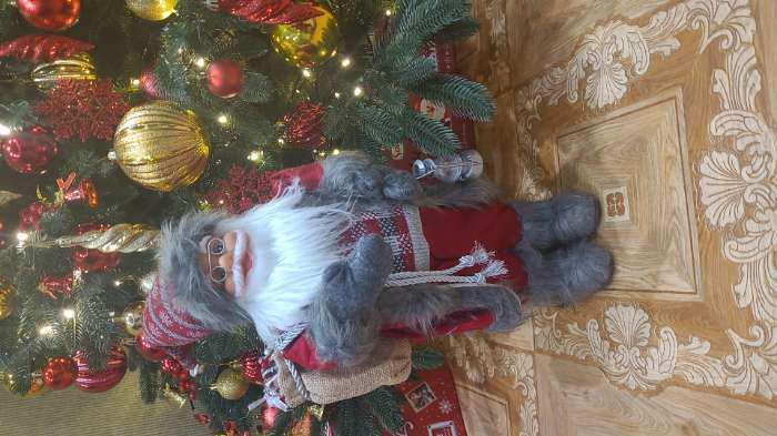 Фотография покупателя товара Дед Мороз "В красном клетчатом свитере, с фонариком" 23х45 см - Фото 2
