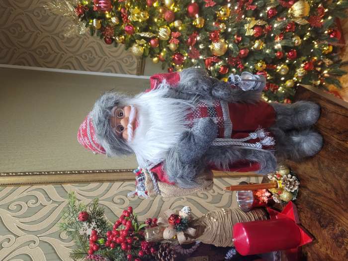 Фотография покупателя товара Дед Мороз "В красном клетчатом свитере, с фонариком" 23х45 см - Фото 1