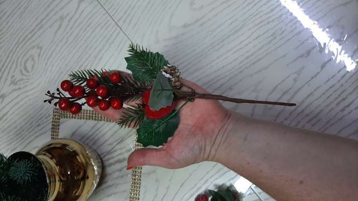 Фотография покупателя товара Декор "Зимние грезы" калина красная яблоко шишка, 25 см