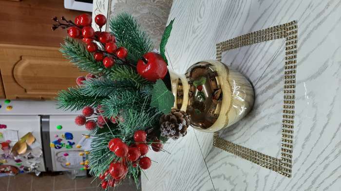 Фотография покупателя товара Декор "Зимние грезы" калина красная яблоко шишка, 25 см - Фото 9