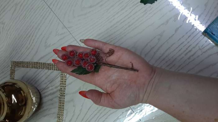 Фотография покупателя товара Декор "Зимние грезы" красные ягодки, 13 см