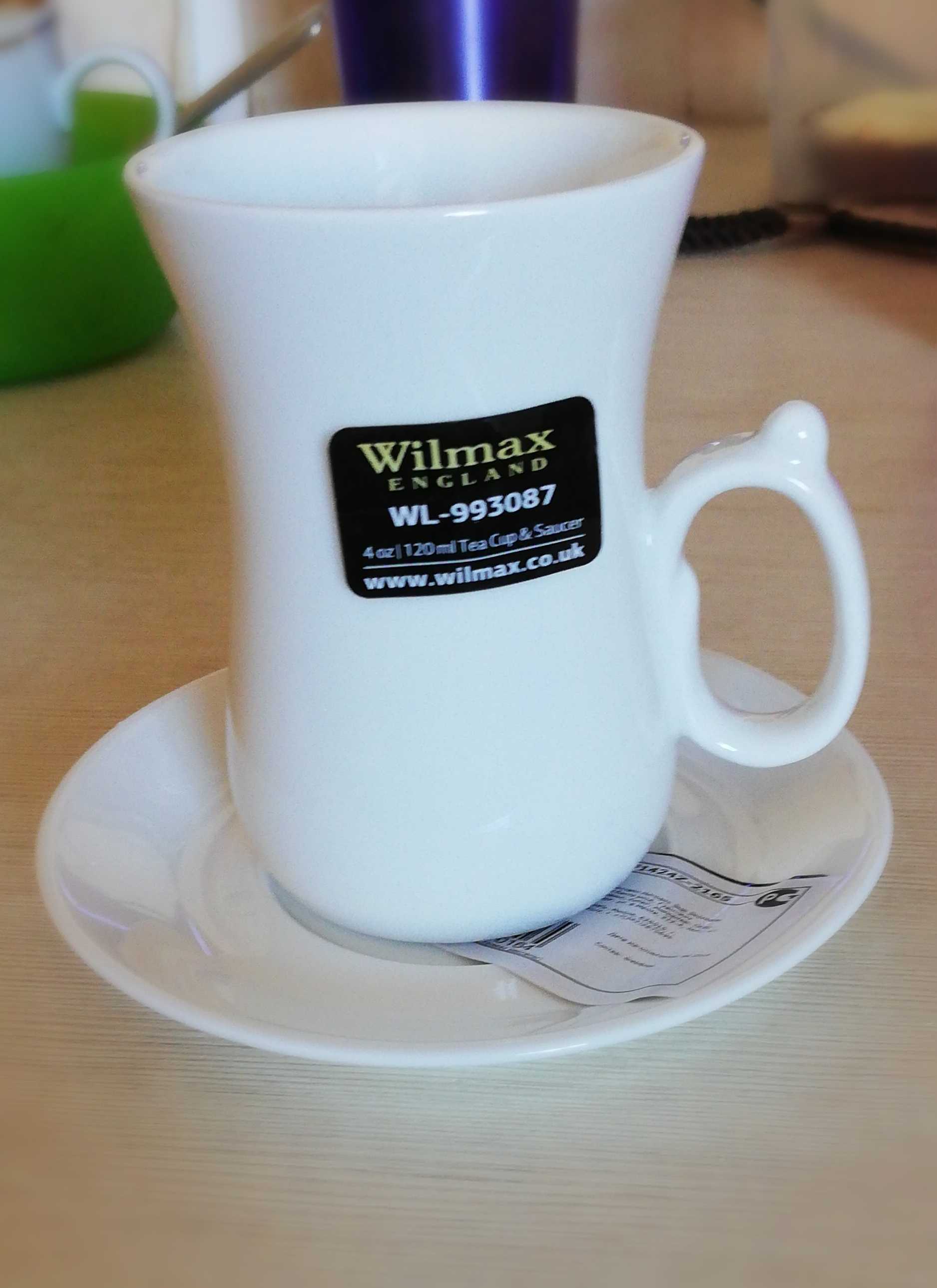 Фотография покупателя товара Кофейная пара фарфоровая Wilmax, 2 предмета: кружка 120 мл, блюдце d=10,2 см, цвет белый - Фото 1