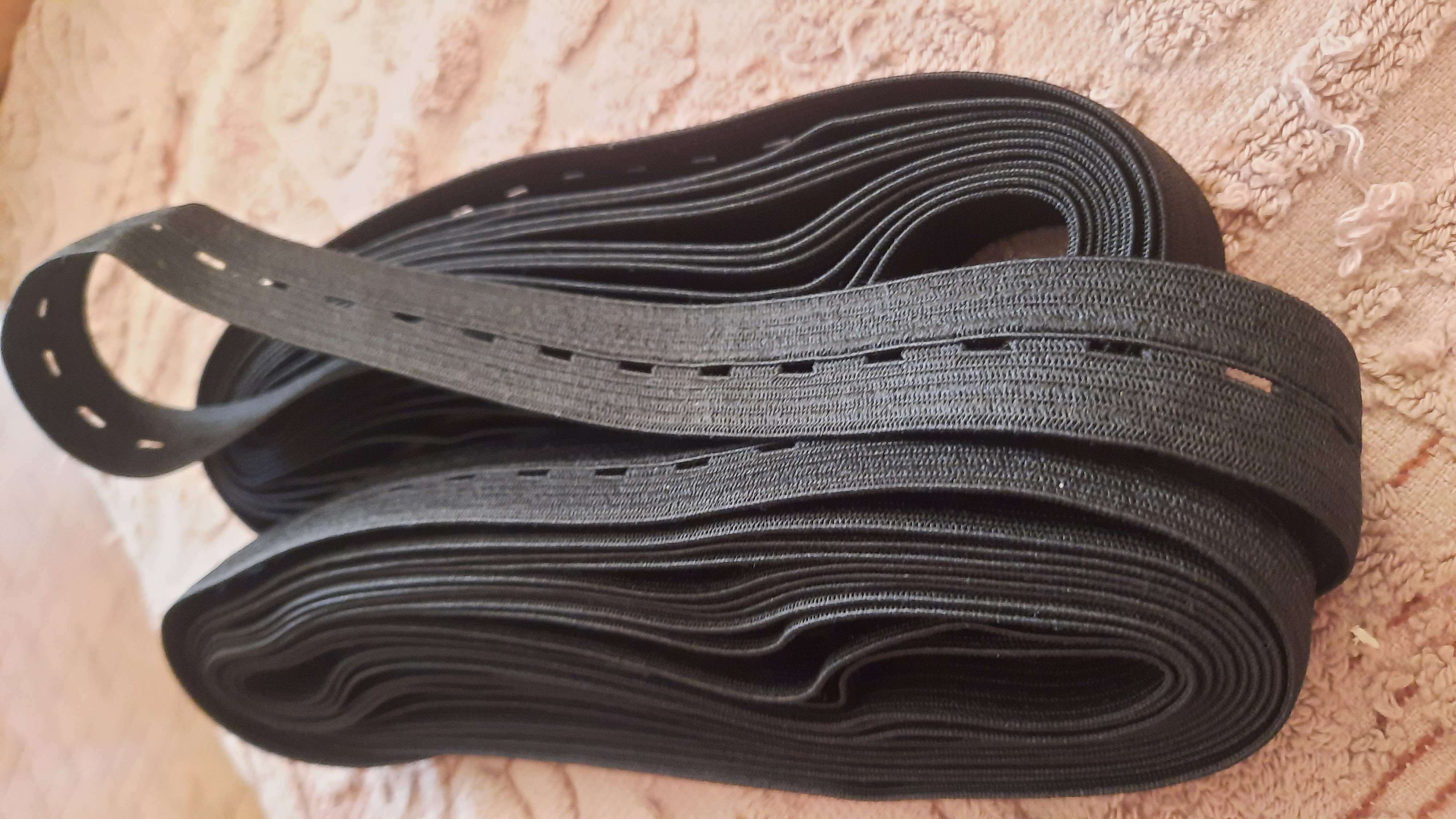 Фотография покупателя товара Резинка вязаная, перфорированная, 20 мм, 10 ± 0,5 м, цвет чёрный - Фото 2