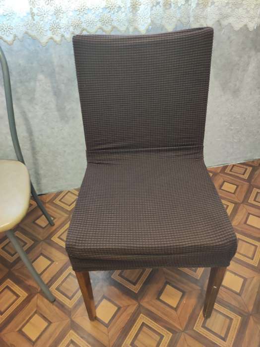 Фотография покупателя товара Чехол на стул Комфорт трикотаж жаккард, цвет коричневый, 100% полиэстер - Фото 2
