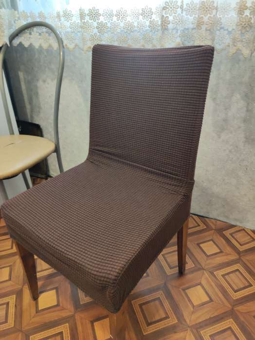 Фотография покупателя товара Чехол на стул Комфорт трикотаж жаккард, цвет коричневый, 100% полиэстер - Фото 1