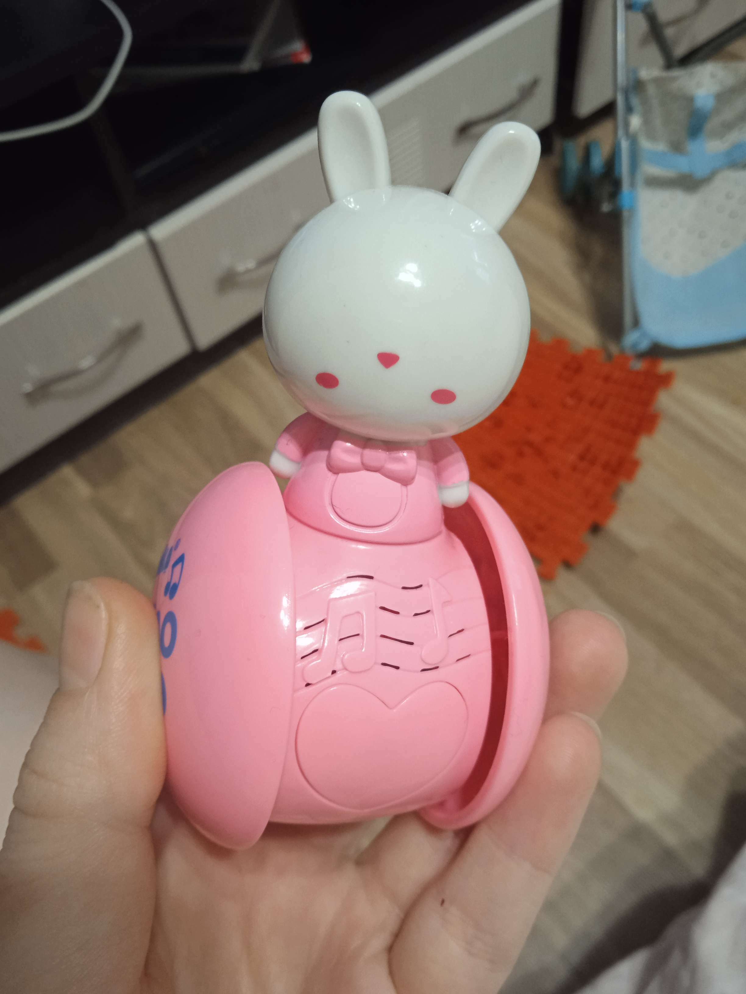 Фотография покупателя товара Развивающая игрушка «Музыкальная неваляшка: Милый зайчик», цвет розовый