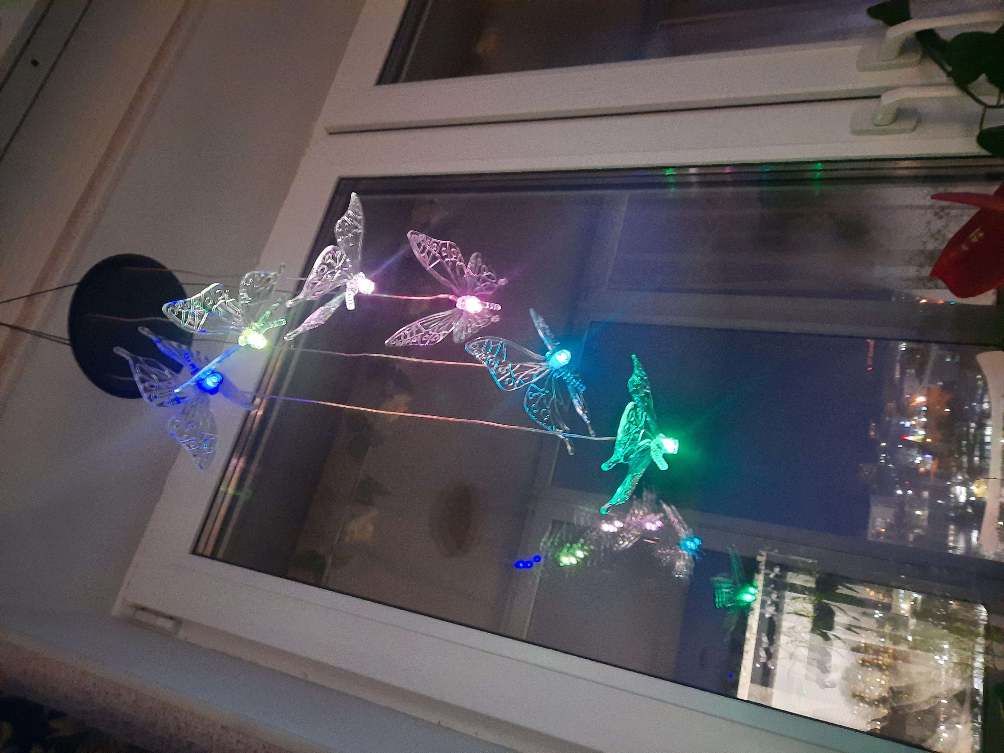 Фотография покупателя товара Садовый светильник на солнечной батарее «Бабочки», 12.5 × 86 × 12.5 см, 6 LED, свечение мульти - Фото 3