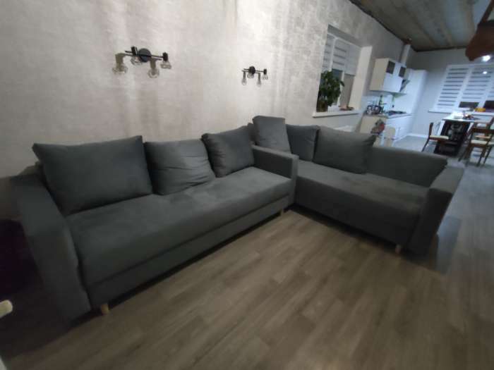 Фотография покупателя товара Прямой диван «Ванкувер», механизм еврокнижка, велюр, цвет серый - Фото 5