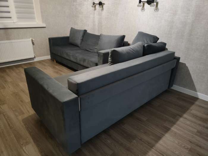 Фотография покупателя товара Прямой диван «Ванкувер», механизм еврокнижка, велюр, цвет серый - Фото 6