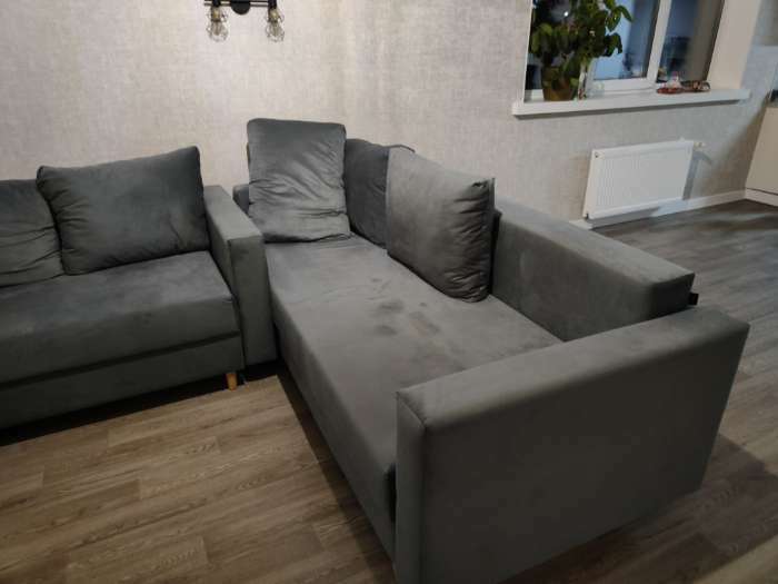 Фотография покупателя товара Прямой диван «Ванкувер», механизм еврокнижка, велюр, цвет серый - Фото 4