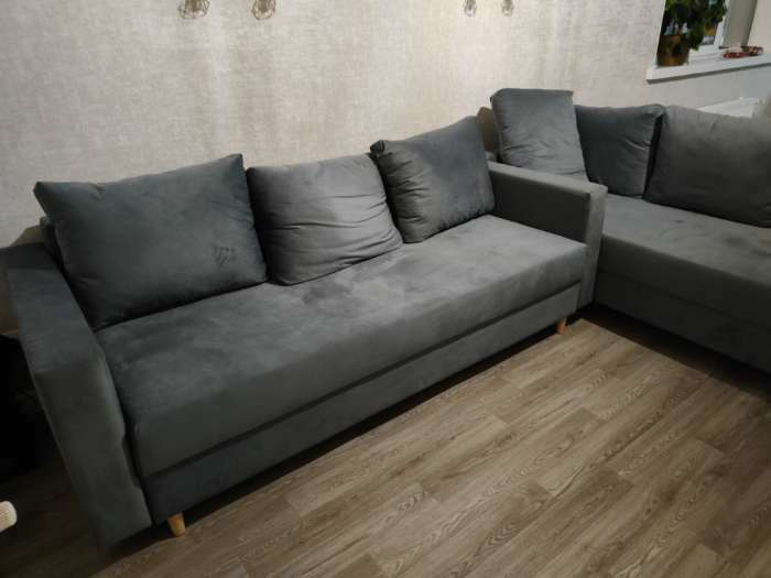 Фотография покупателя товара Прямой диван «Ванкувер», механизм еврокнижка, велюр, цвет серый - Фото 7