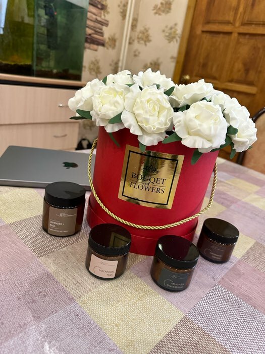 Фотография покупателя товара Свеча ароматическая в банке "MACAROON YUZU", соевый воск, 50 г, печенье и юзу - Фото 5