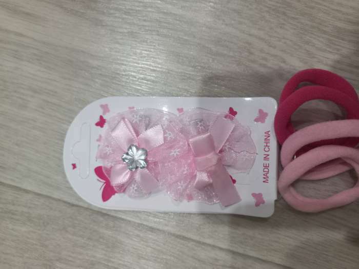 Фотография покупателя товара Набор для волос "Алма" (4 резинки, 2 зажима) цветочки атлас, 5х5 см, розовый - Фото 1