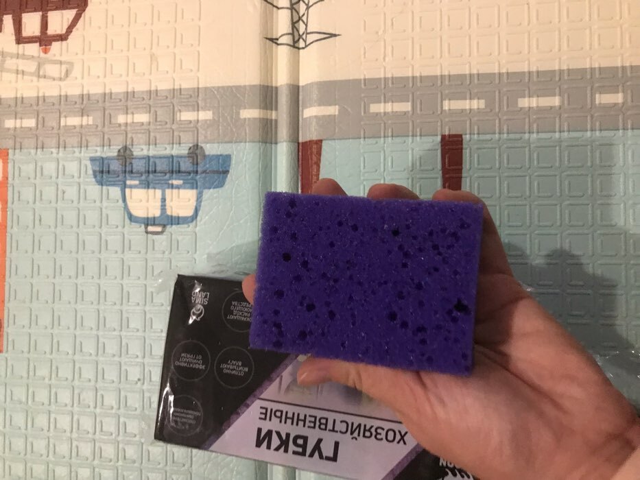 Фотография покупателя товара Набор губок для мытья посуды Raccoon «Версаль», 5 шт, 9×6,5×3,5 см, крупнопористый поролон, цвет фиолетовый - Фото 5