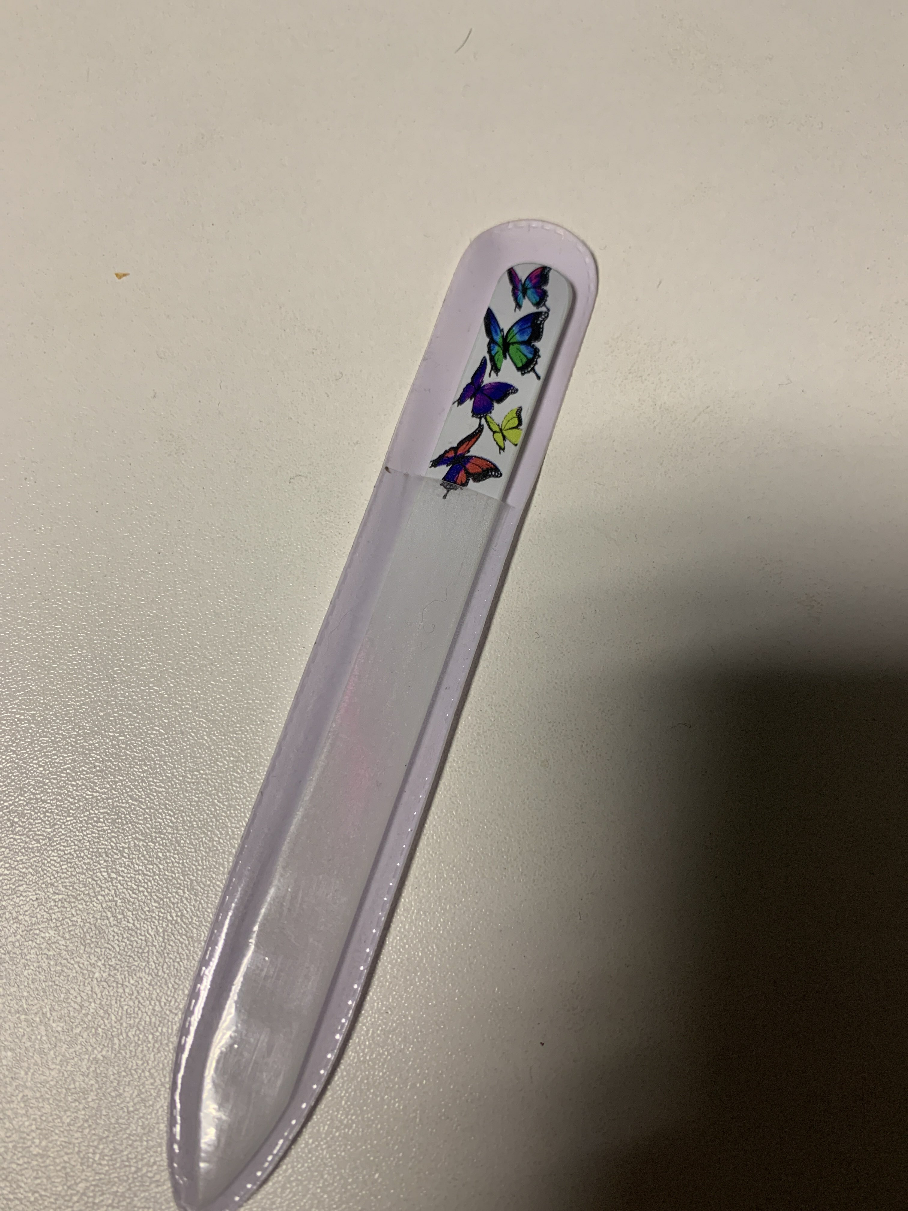 Фотография покупателя товара Пилка стеклянная для ногтей «Бабочки», 14 см, в чехле, цвет МИКС
