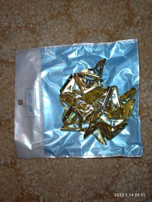 Фотография покупателя товара Защитный уголок для альбома металл золото резной 2,1х2,8х0,5 см
