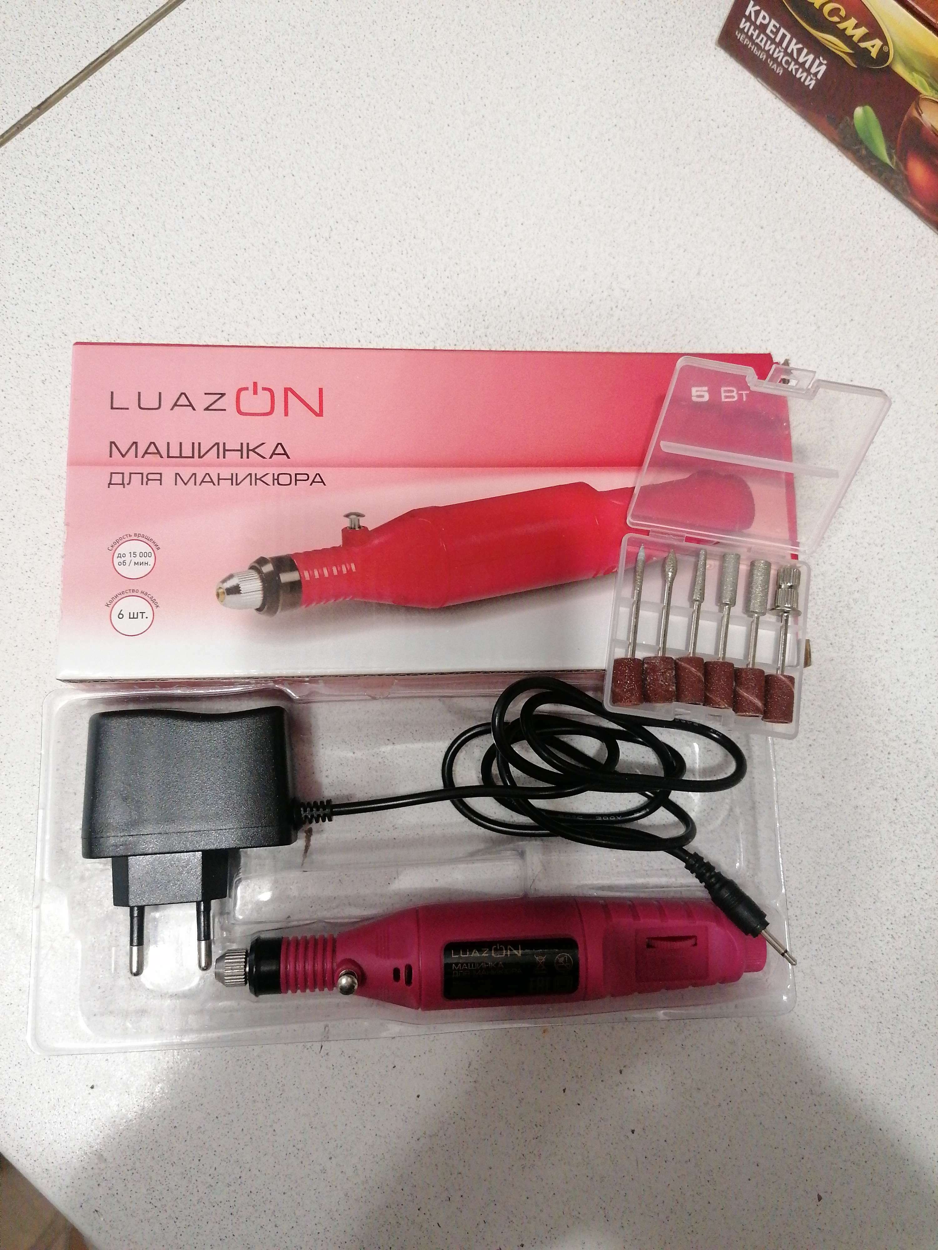 Фотография покупателя товара Аппарат для маникюра Luazon LMH-01, 6 насадок, 5 Вт, 3000-15000 об/мин, розовый