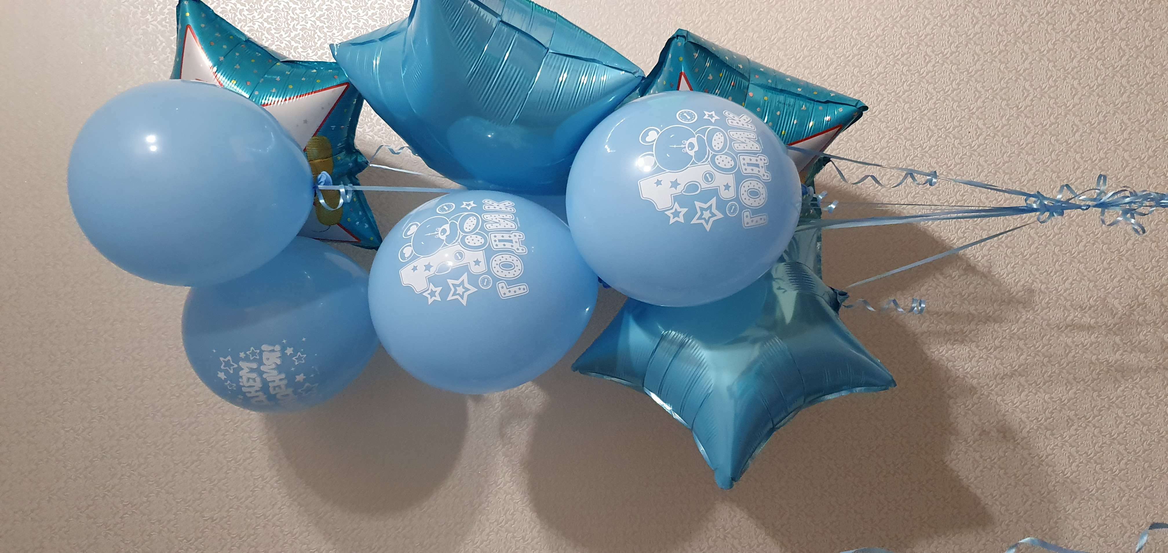 Фотография покупателя товара Букет из шаров фольгированных "Happy Birthday", набор 5 шт, Микки Маус, 4 звезды, единичка - Фото 2
