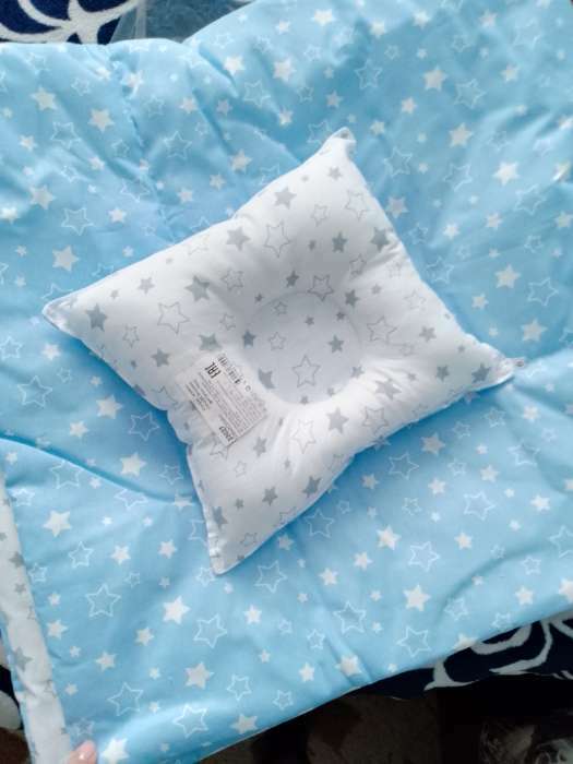 Фотография покупателя товара Комплект в кроватку (Одеяло детское, подушка фигурная), серый/голубой, бязь, хл100% - Фото 1