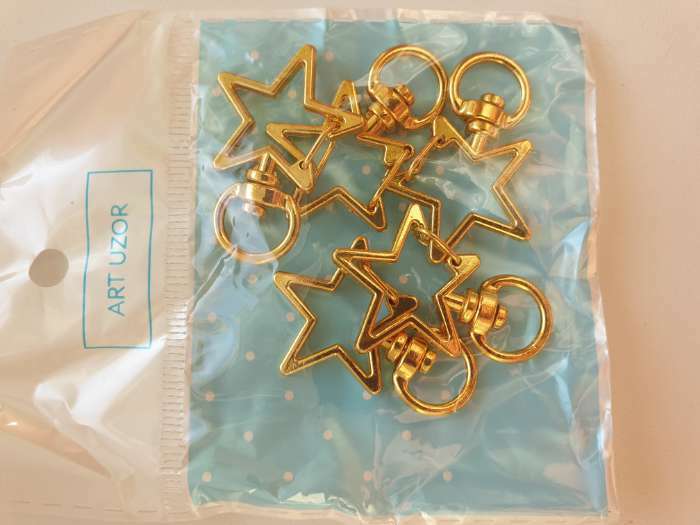 Фотография покупателя товара Карабин металл с кольцом "Звезда" золото 3,4х2,3 см