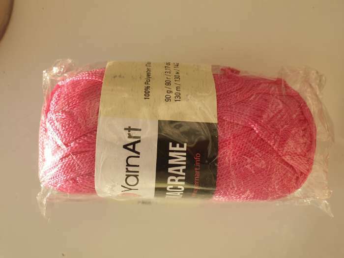 Фотография покупателя товара Пряжа "Macrame Макраме" 100% полиэстер 130м/90гр (140 ярко-розовый)
