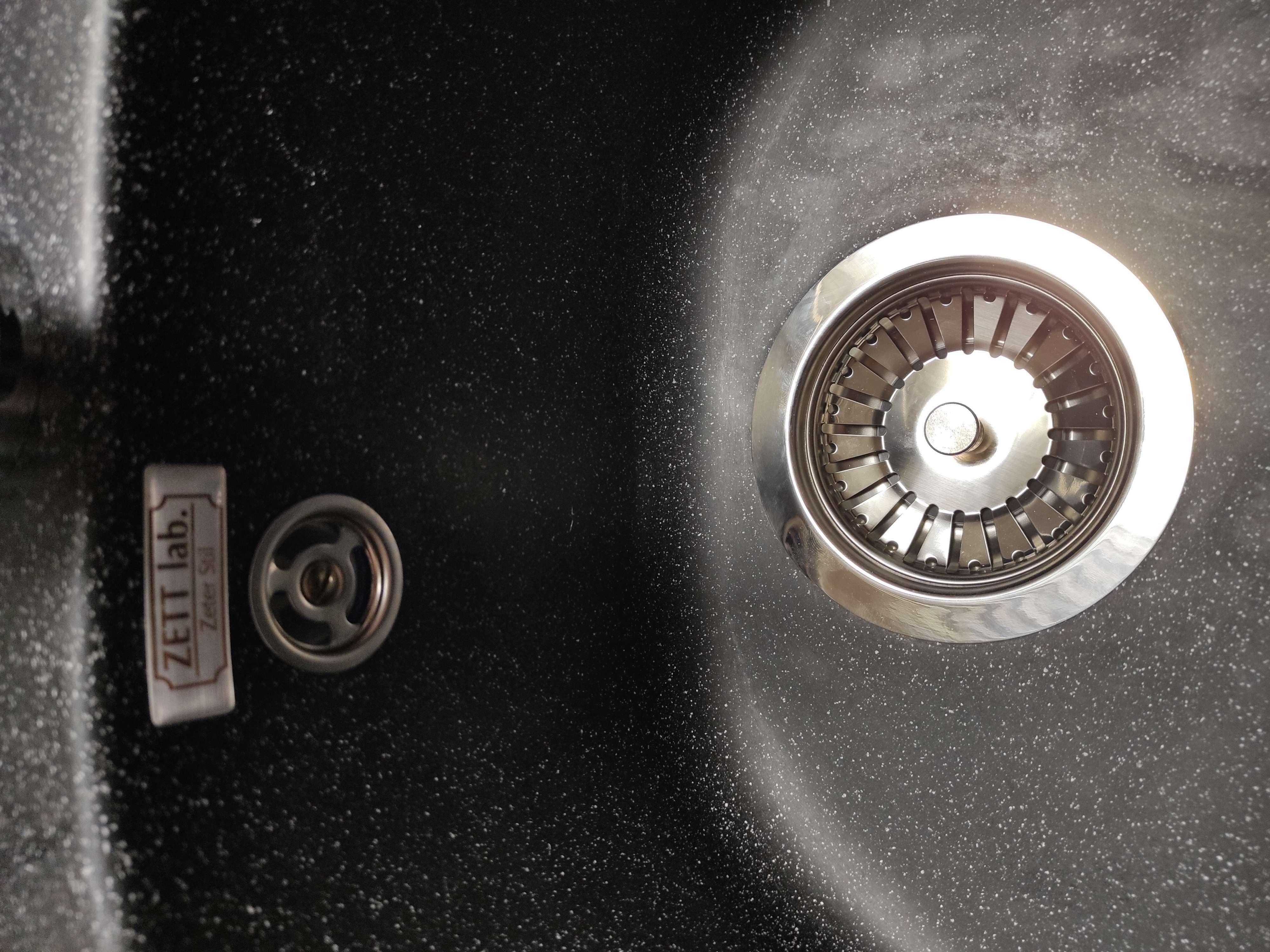 Фотография покупателя товара Мойка кухонная из камня ZETT lab. 3/Q4, d=510 мм, глубина 19 см, матовая, черная - Фото 3