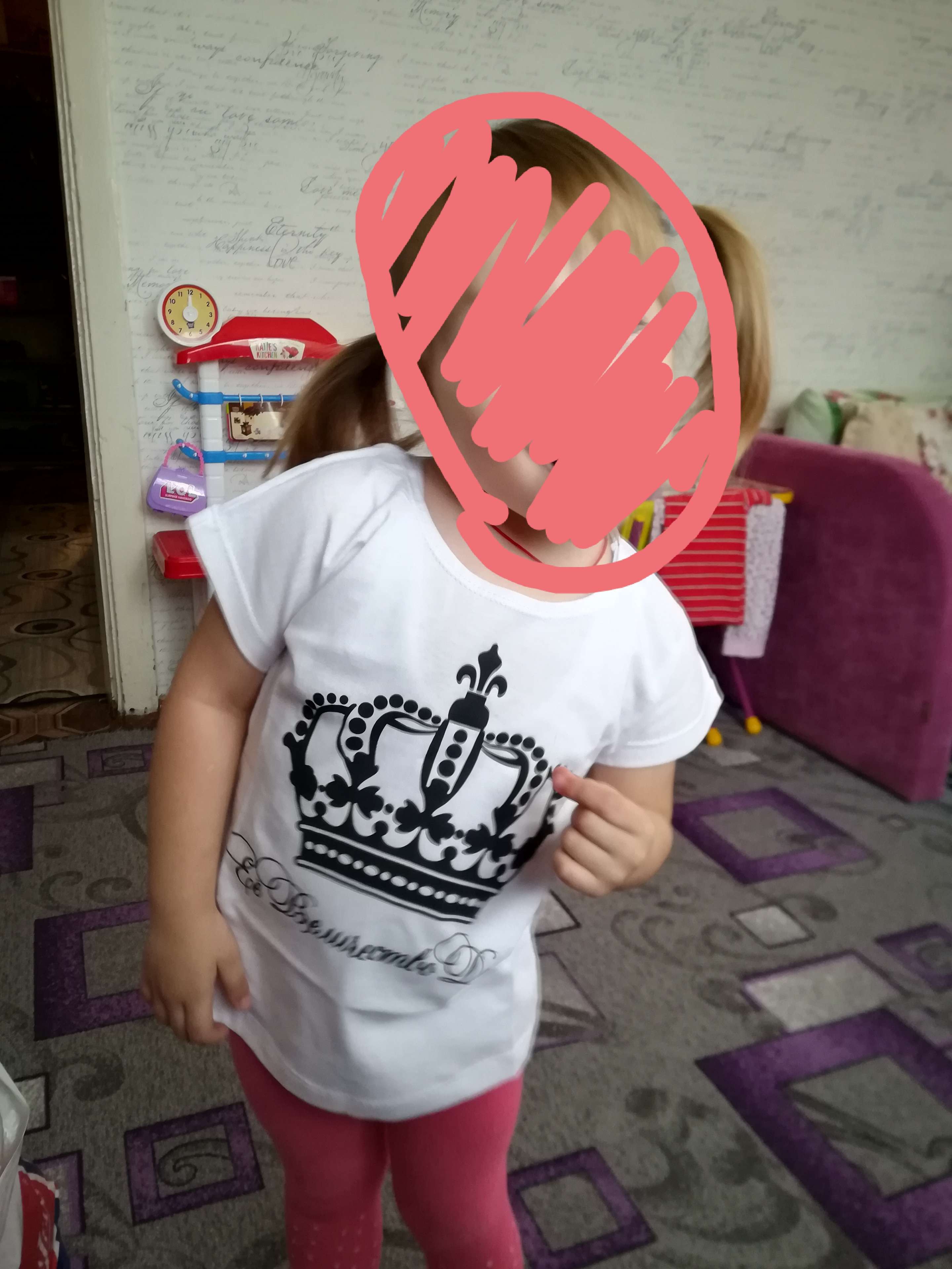 Фотография покупателя товара Футболка для девочки KAFTAN "Её величество, дочка", рост 98-104 (30), 3-4 года - Фото 2