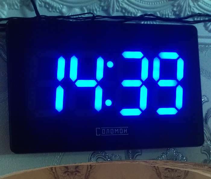 Фотография покупателя товара Часы электронные настенные, настольные "Соломон", с будильником, 15.5 х 23.5 см, синие цифры