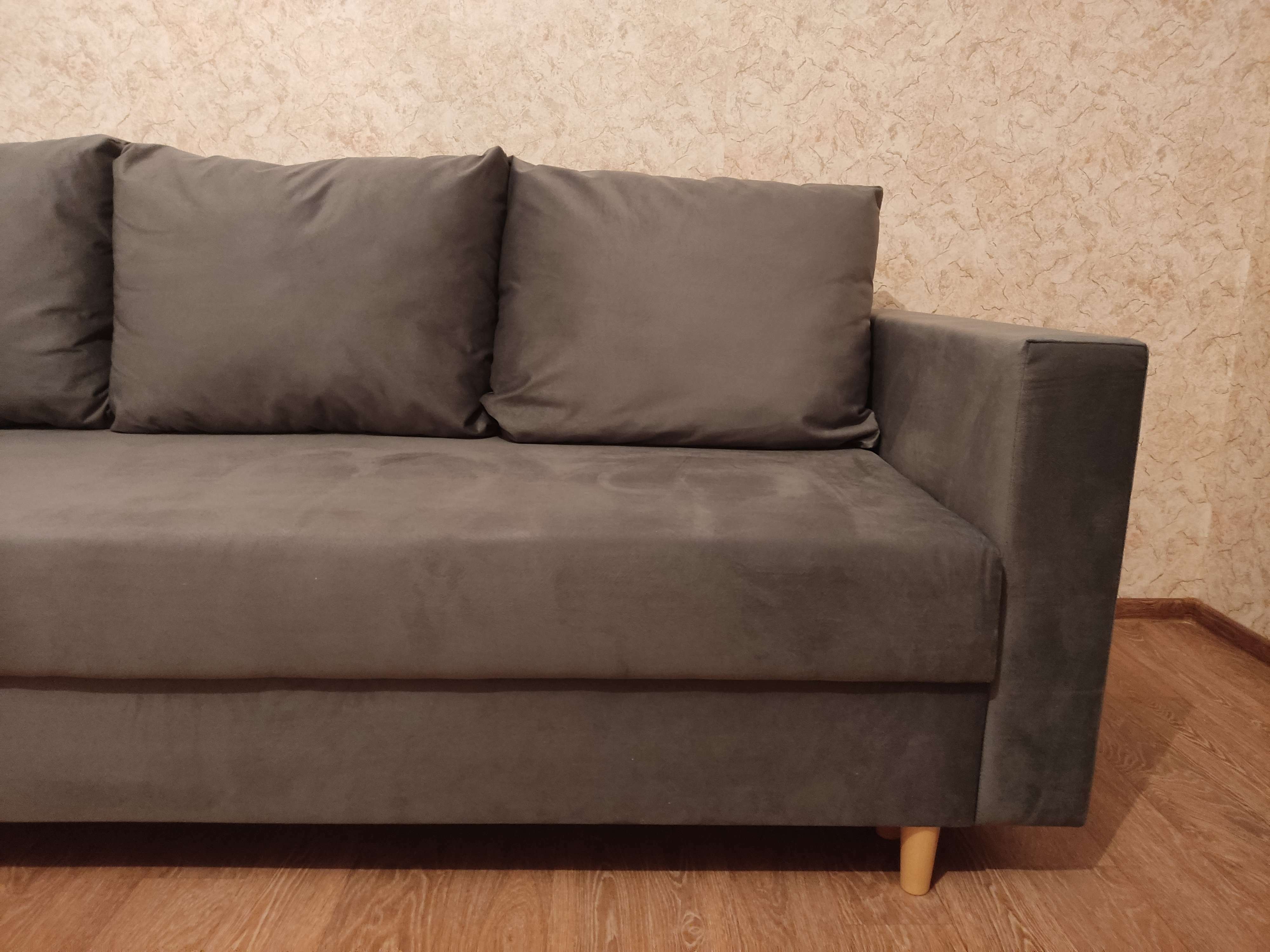 Фотография покупателя товара Прямой диван «Ванкувер», механизм еврокнижка, велюр, цвет серый - Фото 1