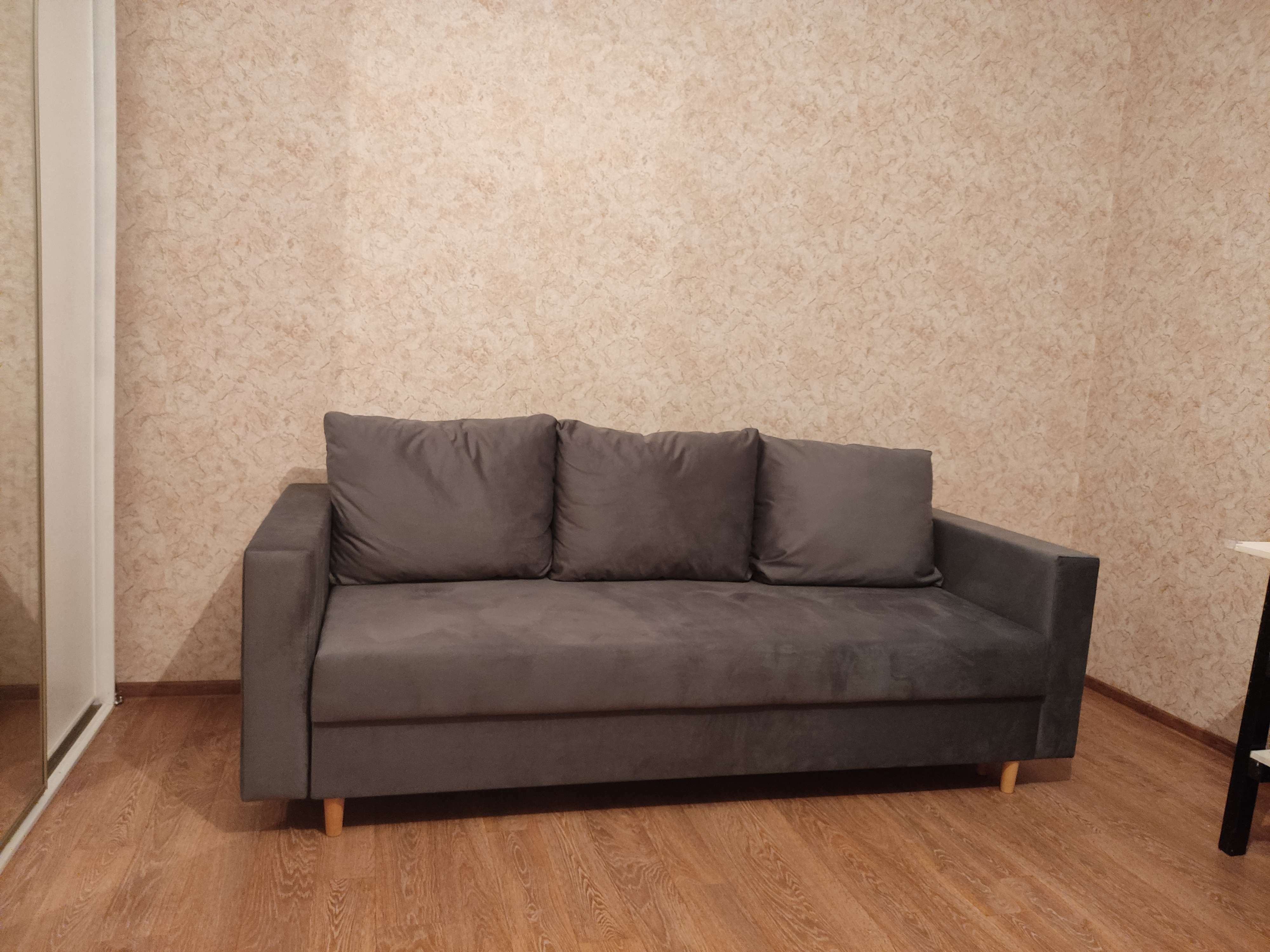 Фотография покупателя товара Прямой диван «Ванкувер», механизм еврокнижка, велюр, цвет серый - Фото 2