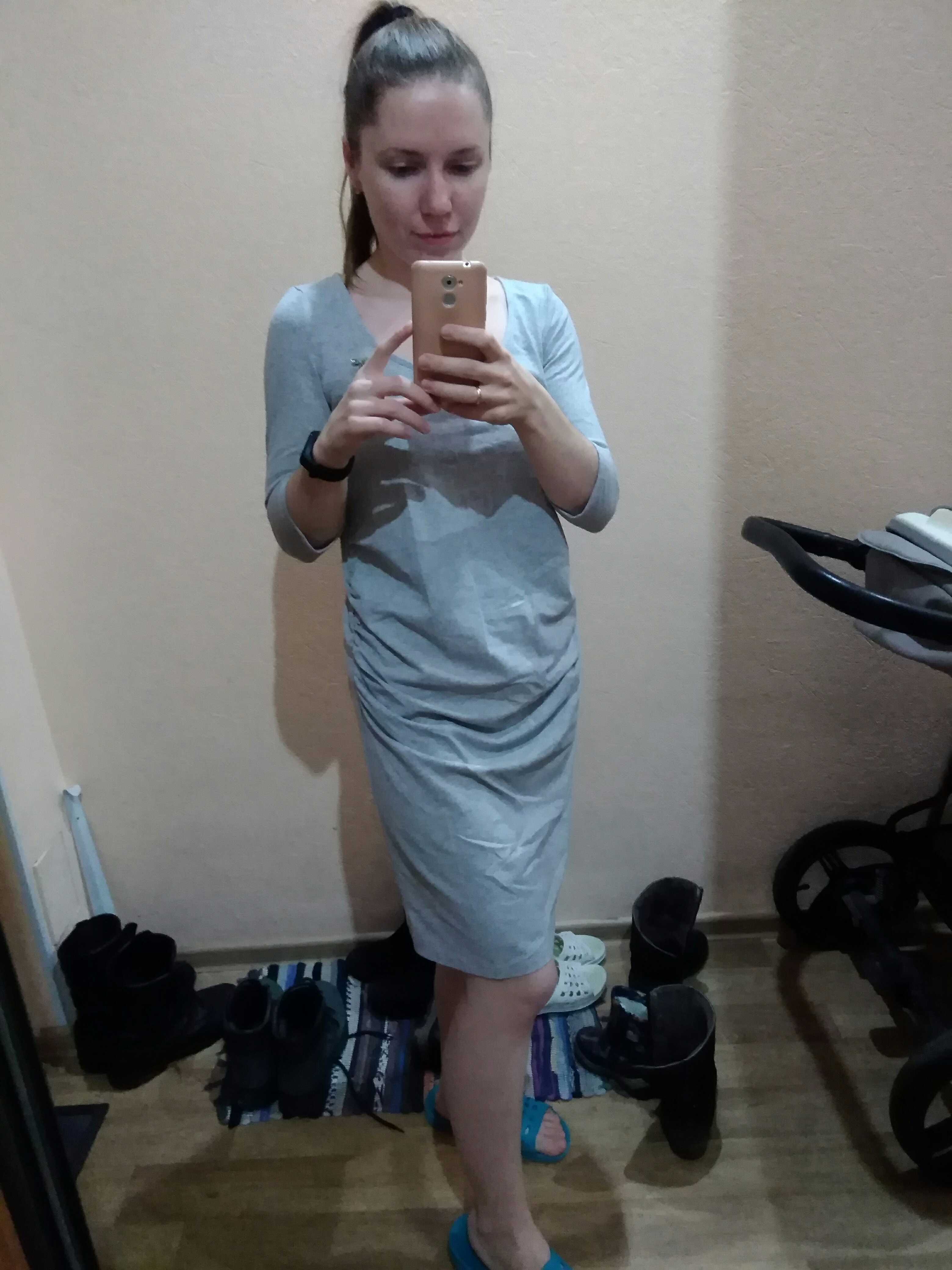 Фотография покупателя товара Платье для беременных Моник 45260 цвет серый меланж, р-р 42 - Фото 1