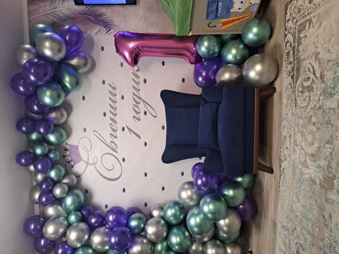 Фотография покупателя товара Гирлянда из воздушных шаров «Органик фиолетово-сиреневый», длина 2 м, с листьями - Фото 1
