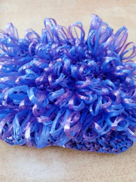 Фотография покупателя товара Пряжа "Для вязания мочалок" 100% полипропилен 400м/100±10 гр в форме цилиндра (голубой) - Фото 4