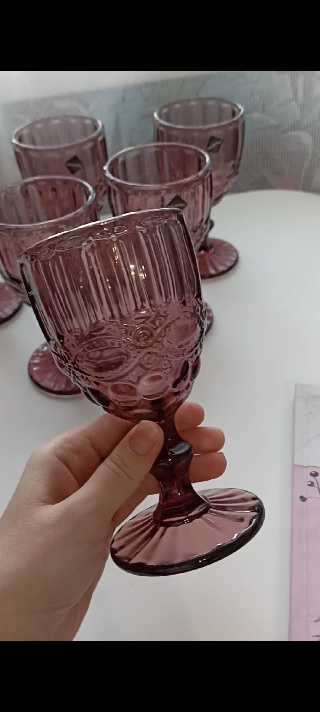 Фотография покупателя товара Набор бокалов из стекла Magistro «Ла-Манш», 250 мл, 9×17 см, 6 шт, цвет розовый - Фото 5