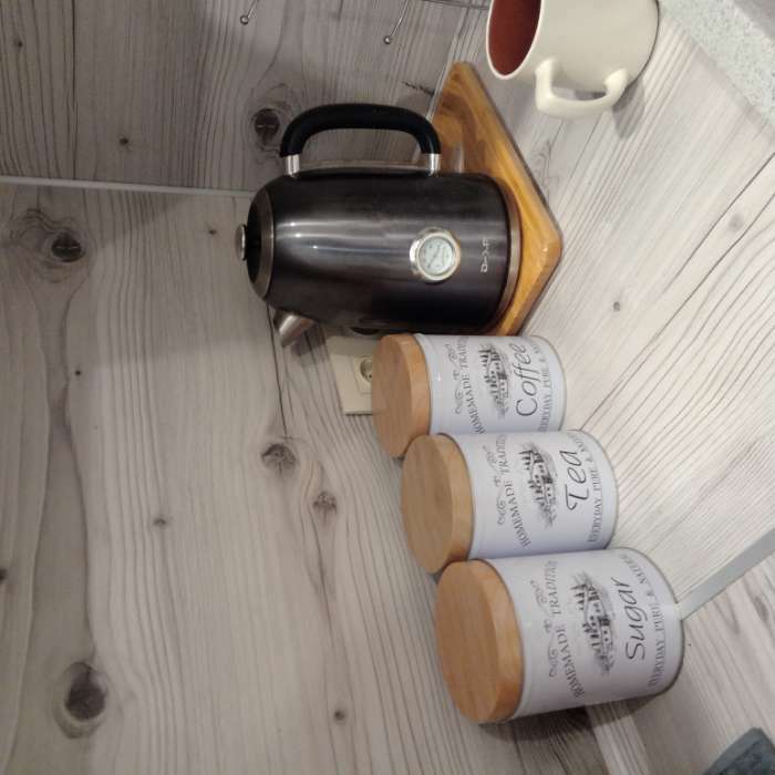 Фотография покупателя товара Набор банок для сыпучих продуктов Sugar.Coffee.Tea, 10,5×14 см, 3 шт, цвет белый - Фото 1