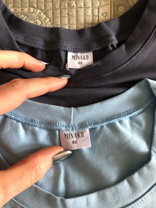 Фотография покупателя товара Футболка женская MINAKU OVERSIZE FIT: цвет голубой, р-р 46 - Фото 5