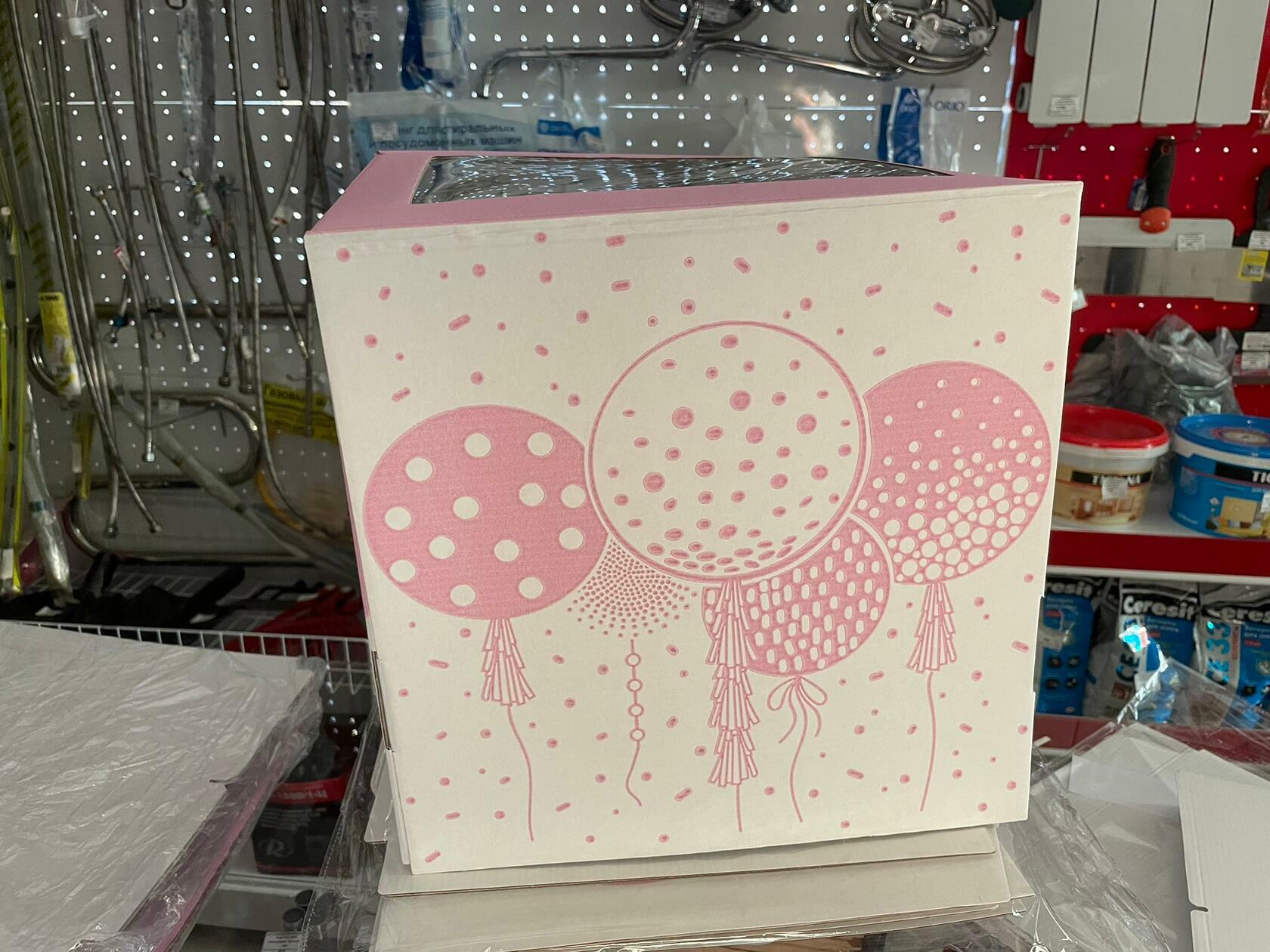 Фотография покупателя товара Коробка для торта с окном, кондитерская упаковка Best wishes, 30×30×30 см - Фото 1