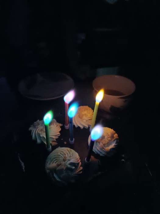 Фотография покупателя товара Набор свечей в торт 6 штук, с цветным пламенем, 6 см - Фото 8