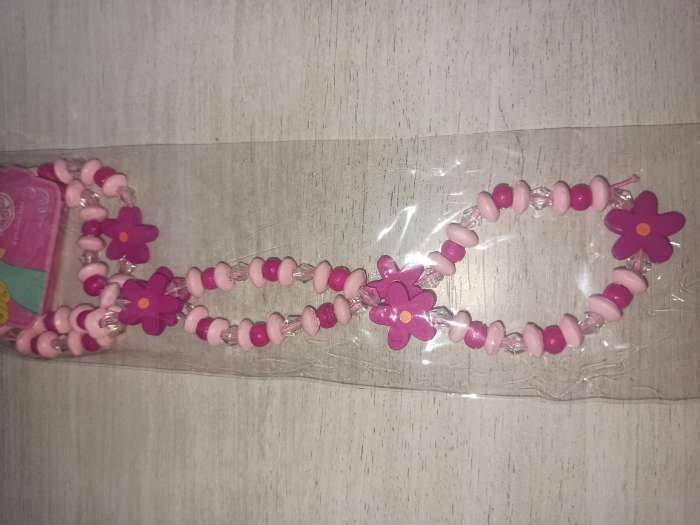 Фотография покупателя товара Набор детский «Выбражулька» 2 предмета: бусы, браслет, цветочки, цвет розовый - Фото 2