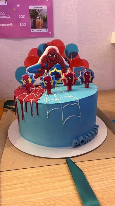 Фотография покупателя товара Свеча в торт набор "С Днем Рождения" 5 шт., Человек-паук - Фото 3
