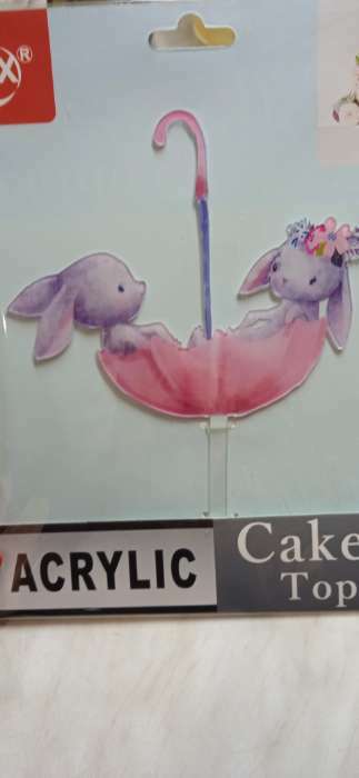 Фотография покупателя товара Топпер для торта «Кролики в зонтике» - Фото 2