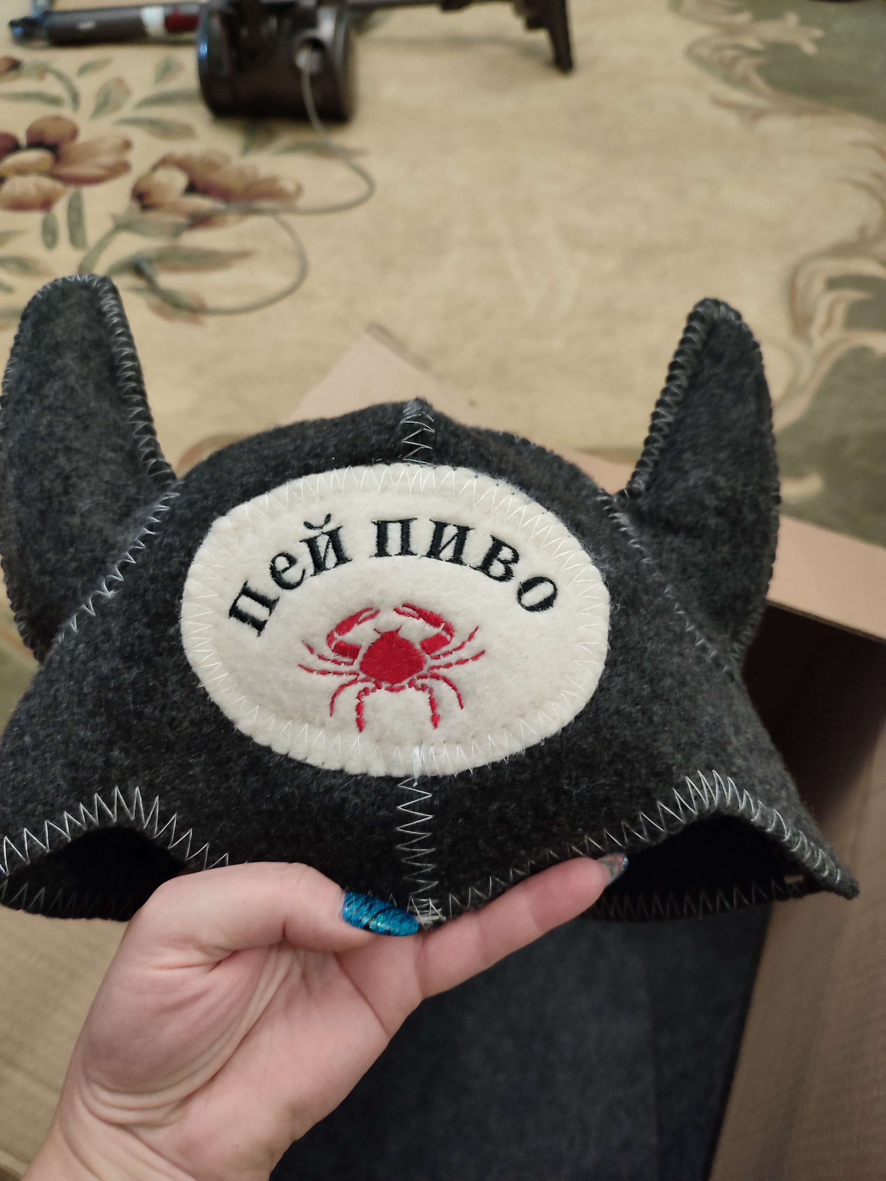 Фотография покупателя товара Шапка для бани "Шлем викинга" войлок, комбинированная - Фото 3