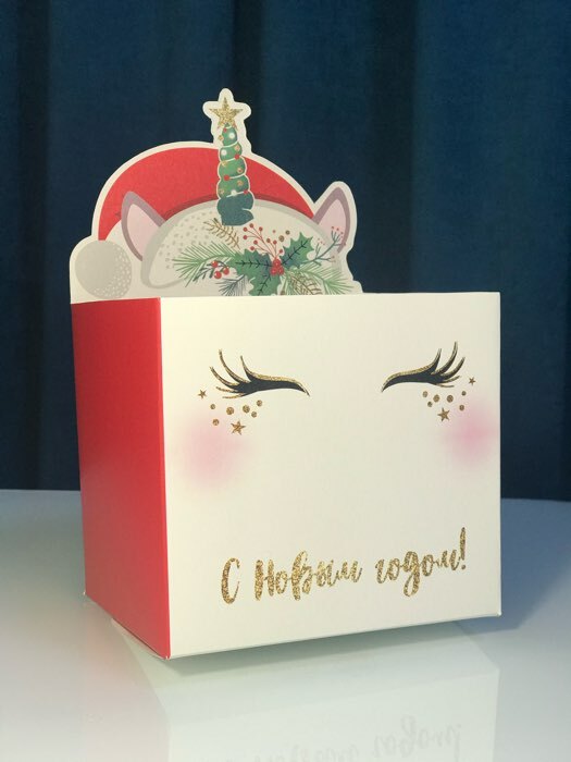 Фотография покупателя товара Коробка для мини-букетов «С новым годом», единорог, 12 х 19 х 10 см