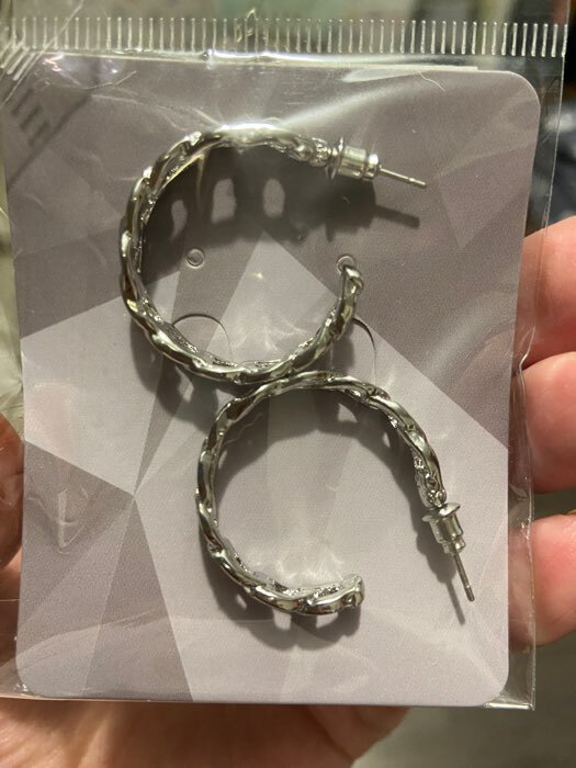 Фотография покупателя товара Серьги-кольца «Цепи» малые, d=2,2, цвет серебро - Фото 1