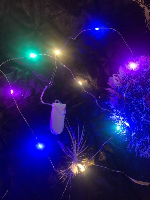 Фотография покупателя товара Гирлянда «Нить» 1 м роса, IP20, серебристая нить, 10 LED, свечение мульти, CR2032х2 - Фото 1