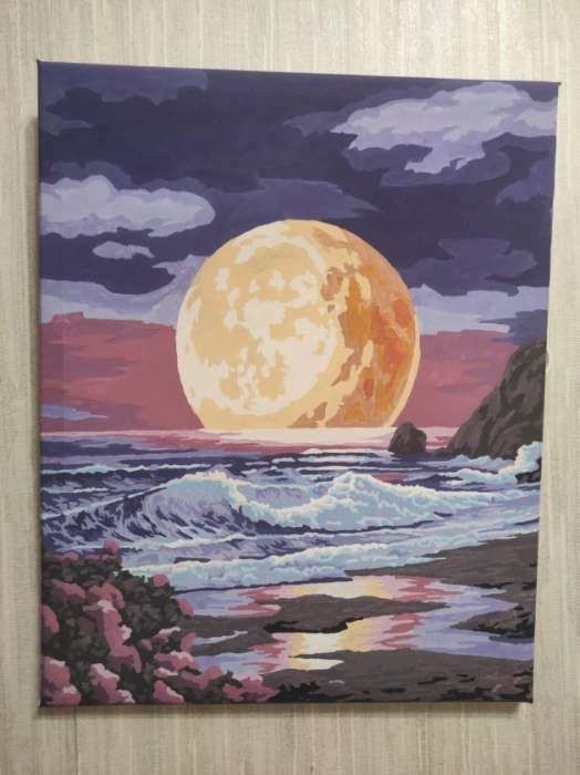 Фотография покупателя товара Картина по номерам на холсте с подрамником «Луна на закате», 40 х 50 см - Фото 3