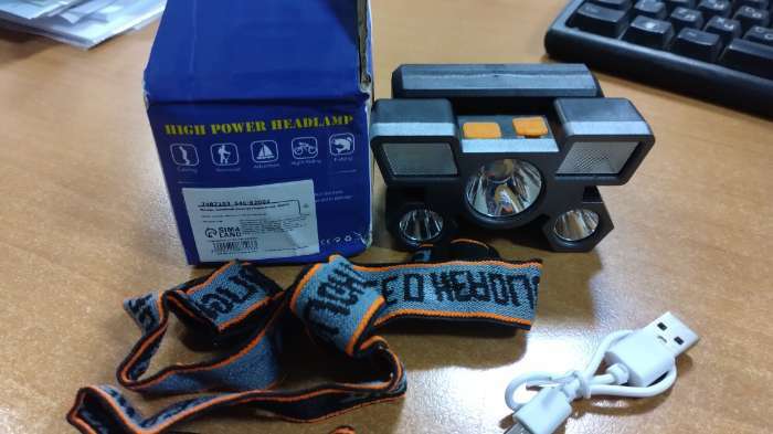 Фотография покупателя товара Фонарь налобный аккумуляторный, 1000 мАч, 5 Вт, 3 LED, 4 режима, USB - Фото 5