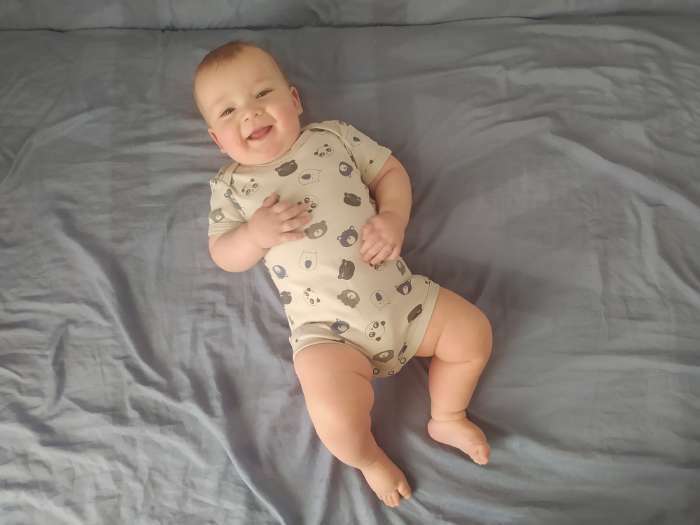 Фотография покупателя товара Боди детское Крошка Я «Мишка», рост 62-68 см, серое - Фото 2