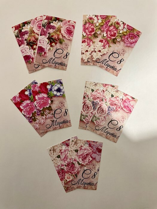 Фотография покупателя товара Бирка картон "Цветочная композиция" набор 10 шт (5 видов) 4х6 см